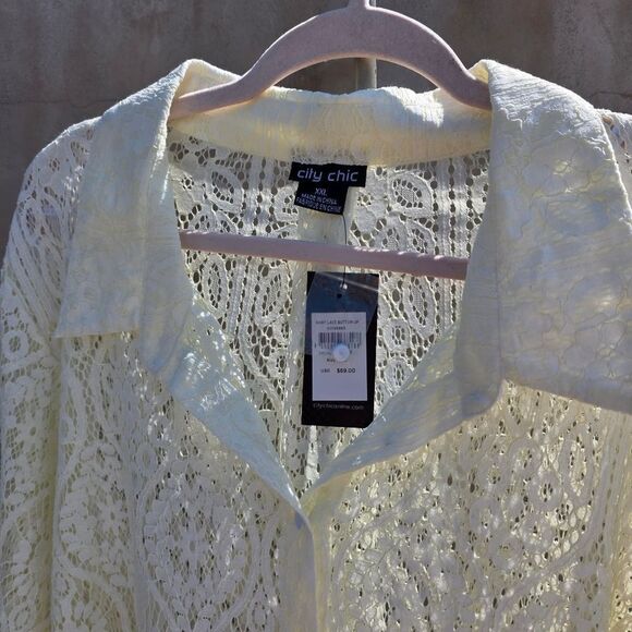 City Chic Cream Lace Blouse - Picture 4 of 6